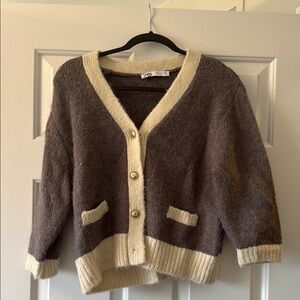 Zara Grey and Cream Sweater